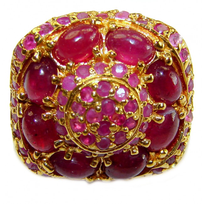 Born to Glam authentic 18.5 carat Ruby 18K Gold over .925 Silver handcrafted Cocktail Ring s. 7