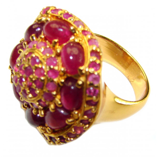 Born to Glam authentic 18.5 carat Ruby 18K Gold over .925 Silver handcrafted Cocktail Ring s. 7