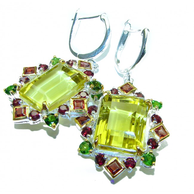 Summer Breeze Italy made Lemon Quartz 14K Gold over .925 Sterling Silver handmade Earrings