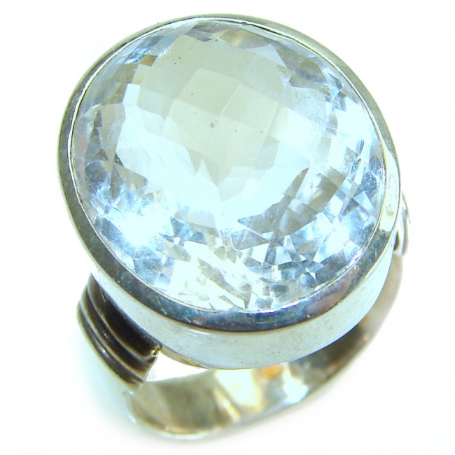 Spectacular 10.5 carat White Topaz .925 Sterling Silver handcrafted ring size 7