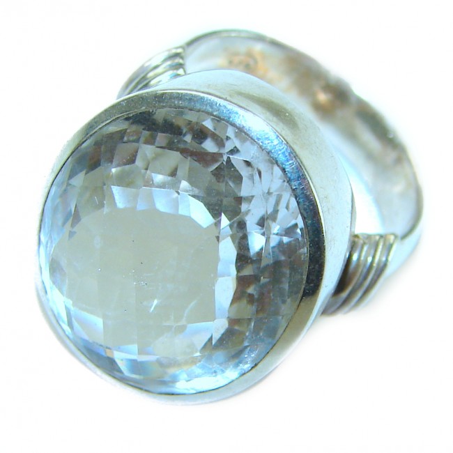 Spectacular 10.5 carat White Topaz .925 Sterling Silver handcrafted ring size 7