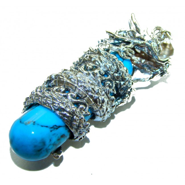 Wild Dragon Turquoise .925 Sterling Silver handmade Pendant