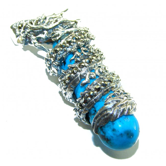 Wild Dragon Turquoise .925 Sterling Silver handmade Pendant