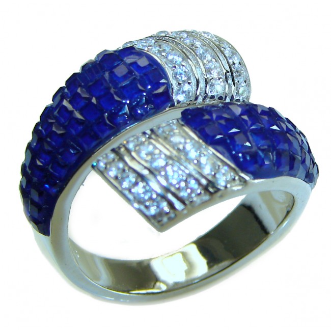 Luxurious Sapphire .925 Sterling Silver handcrafted Ring size 7