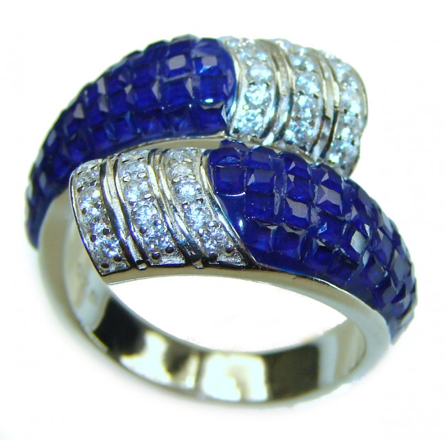 Luxurious Sapphire .925 Sterling Silver handcrafted Ring size 7