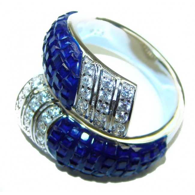 Luxurious Sapphire .925 Sterling Silver handcrafted Ring size 7