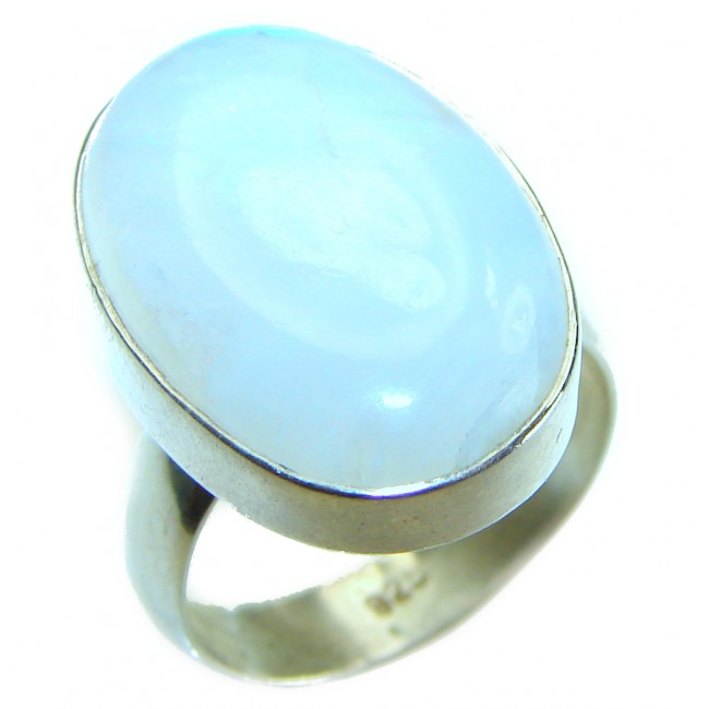 Rainbow Moonstone .925 Sterling Silver handmade ring s. 7 adjustable