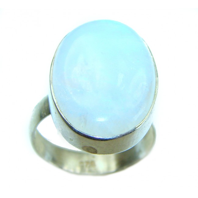 Rainbow Moonstone .925 Sterling Silver handmade ring s. 7 adjustable