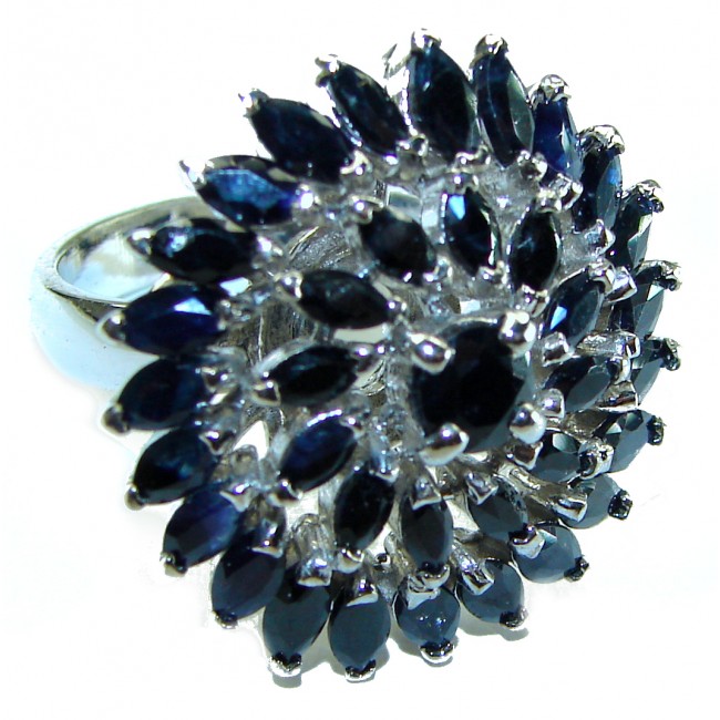 Emily - Luxurious 12.5 Black Sapphire .925 Sterling Silver handcrafted Ring size 6