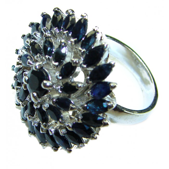 Emily - Luxurious 12.5 Black Sapphire .925 Sterling Silver handcrafted Ring size 6