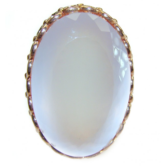 Oversized Authentic 34.5 carat Brazilian Rose Quartz 14k Gold over .925 Sterling Silver incredible Ring size 8 adjustable