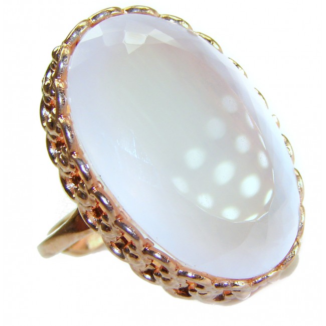 Oversized Authentic 34.5 carat Brazilian Rose Quartz 14k Gold over .925 Sterling Silver incredible Ring size 8 adjustable