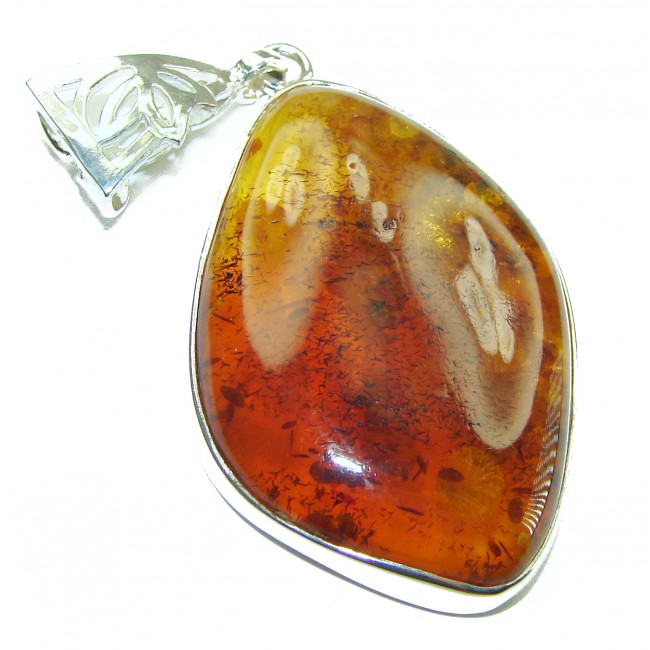 Authentic Baltic Amber .925 Sterling Silver handmade Pendant