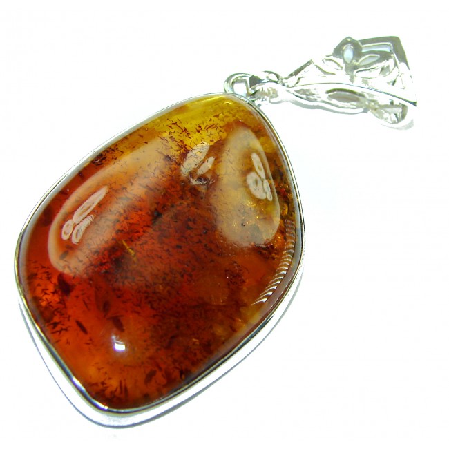 Authentic Baltic Amber .925 Sterling Silver handmade Pendant