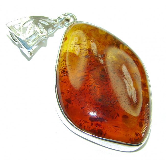 Authentic Baltic Amber .925 Sterling Silver handmade Pendant