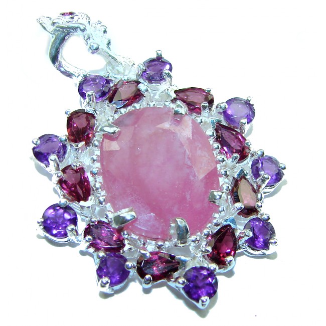 Unique vintage design 8.2 carat Ruby .925 Sterling Silver handmade Pendant