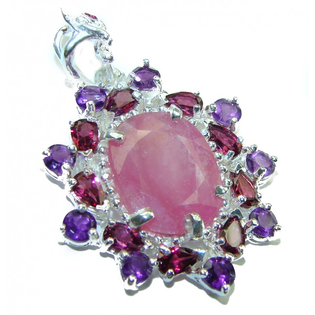 Unique vintage design 8.2 carat Ruby .925 Sterling Silver handmade Pendant