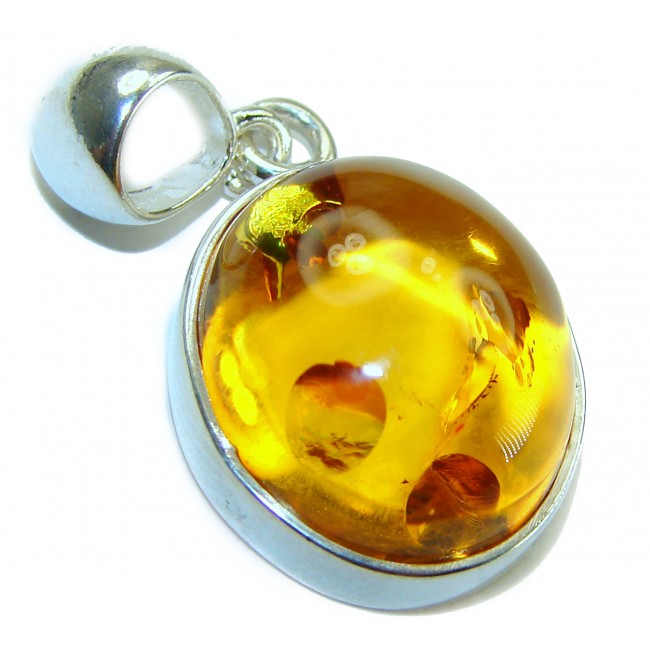 Honay Drop authentic Baltic Amber .925 Sterling Silver handmade Pendant