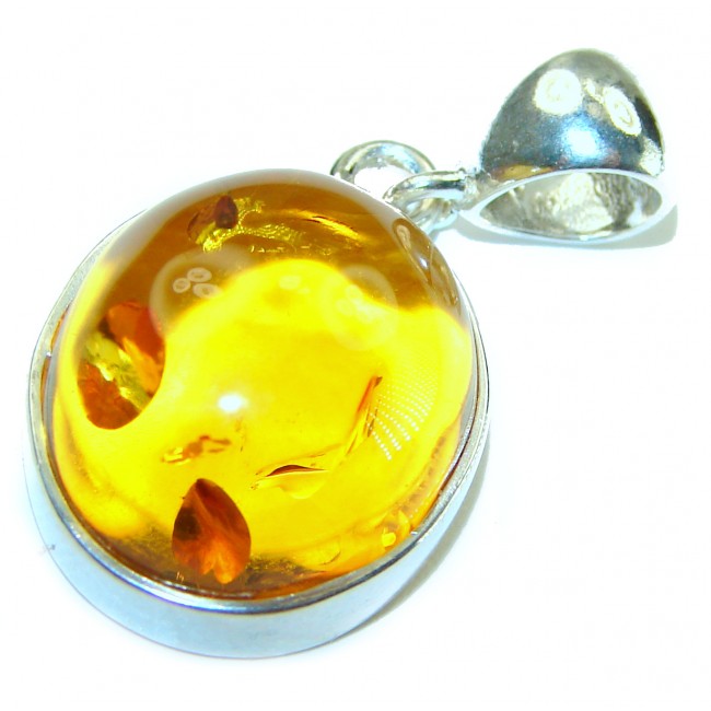 Honay Drop authentic Baltic Amber .925 Sterling Silver handmade Pendant