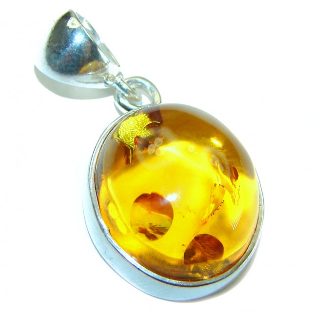 Honay Drop authentic Baltic Amber .925 Sterling Silver handmade Pendant