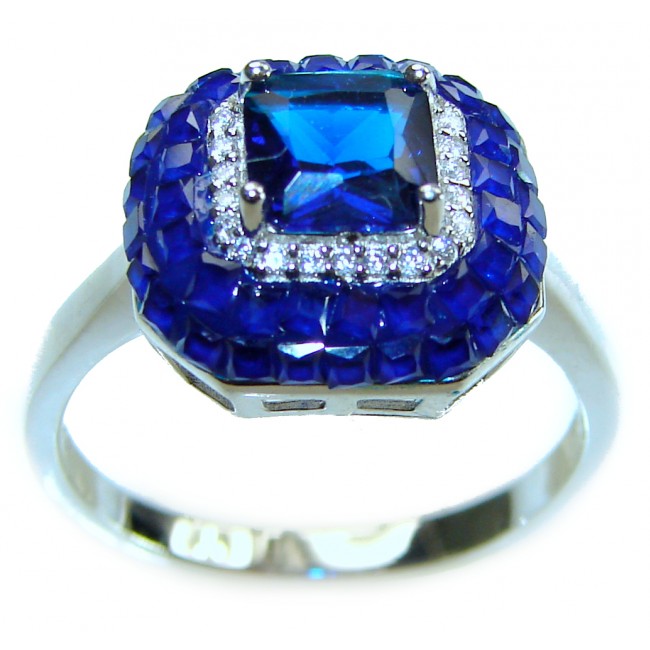 Julietta 5.6 carat Sapphire .925 Sterling Silver Handcrafted Ring size 8 1/4