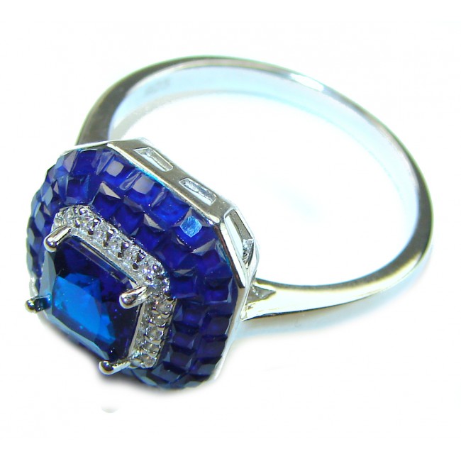 Julietta 5.6 carat Sapphire .925 Sterling Silver Handcrafted Ring size 8 1/4