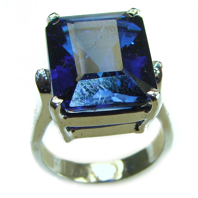 Divine Beauty 10.8 carat London Blue Topaz .925 Sterling Silver handcrafted Ring size 6 3/4