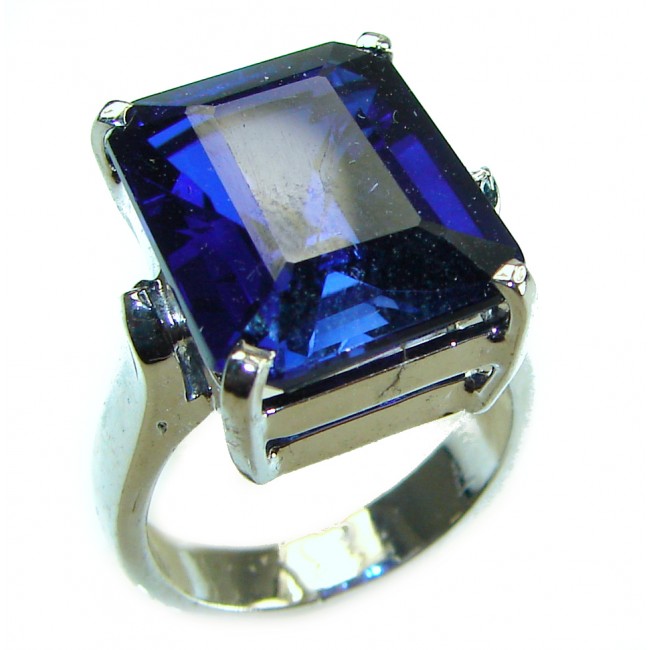 Divine Beauty 10.8 carat London Blue Topaz .925 Sterling Silver handcrafted Ring size 6 3/4