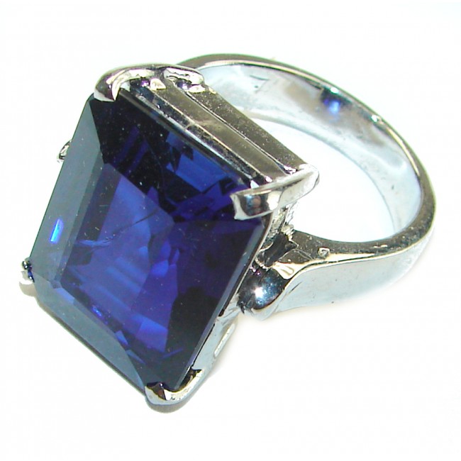 Divine Beauty 10.8 carat London Blue Topaz .925 Sterling Silver handcrafted Ring size 6 3/4