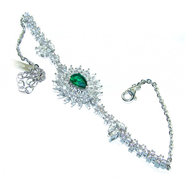 Endless Love 2.8 carat Emerald .925 Sterling Silver handcrafted Bracelet