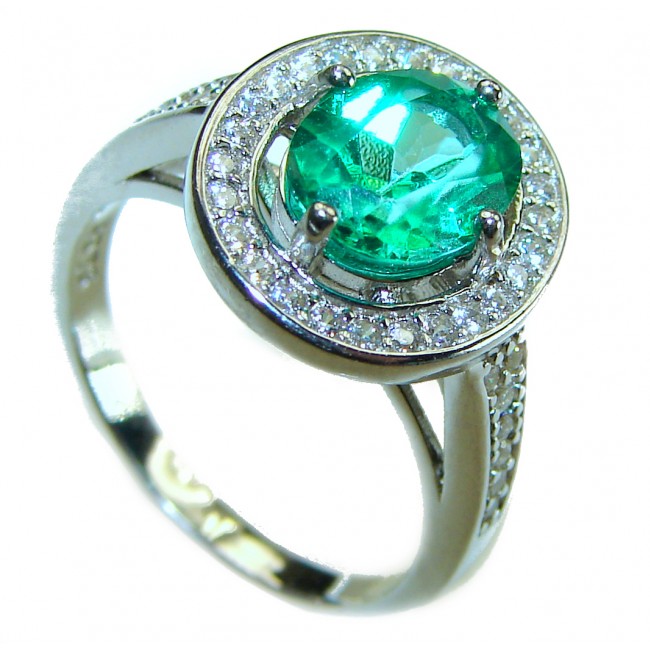 4.8 carat Chrome Diopside .925 Sterling Silver handmade ring s. 7