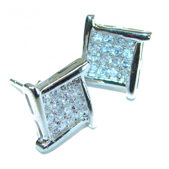 Graceful 3.6 carat White Topaz .925 Sterling Silver handcrafted Earrings