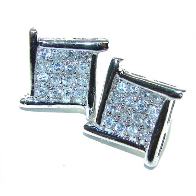 Graceful 3.6 carat White Topaz .925 Sterling Silver handcrafted Earrings