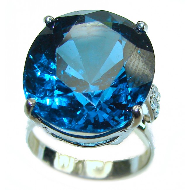 Alexandria 15.8 carat London Blue Topaz .925 Sterling Silver handcrafted Ring size 7 1/4