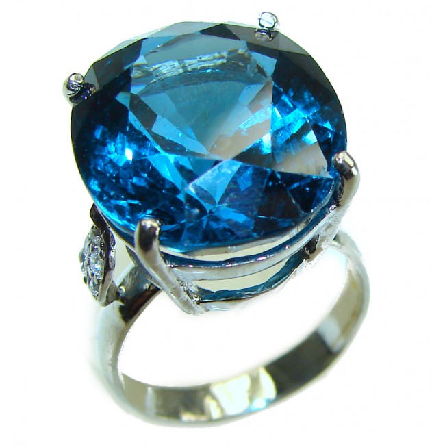 Alexandria 15.8 carat London Blue Topaz .925 Sterling Silver handcrafted Ring size 7 1/4