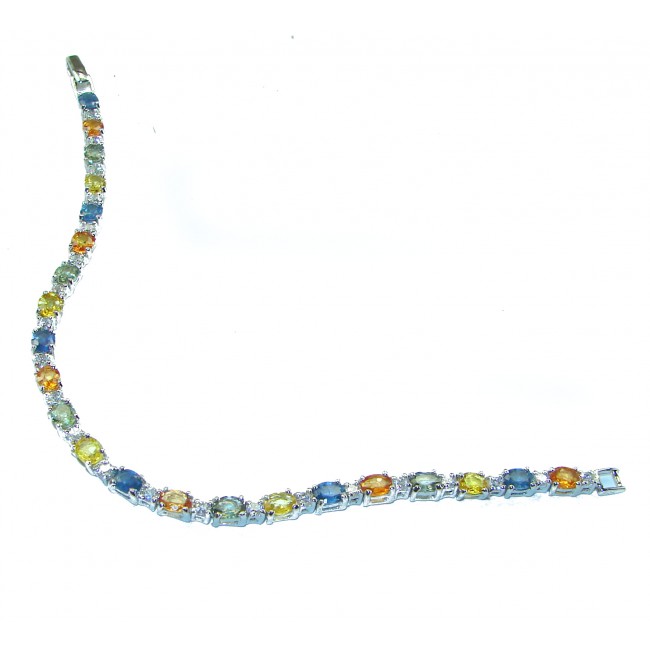 Luxurious natural 19.8 carat multicolor Sapphire .925 Sterling Silver handcrafted Bracelet