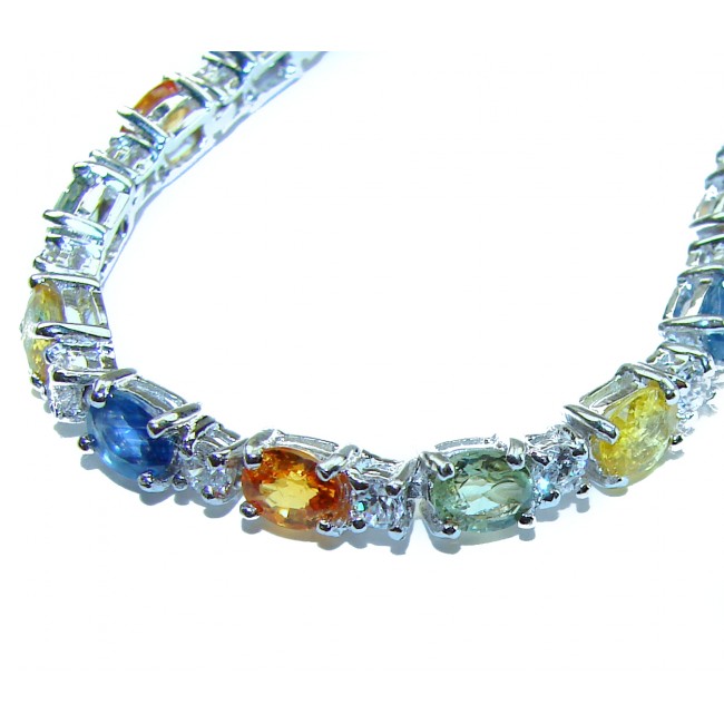 Luxurious natural 19.8 carat multicolor Sapphire .925 Sterling Silver handcrafted Bracelet