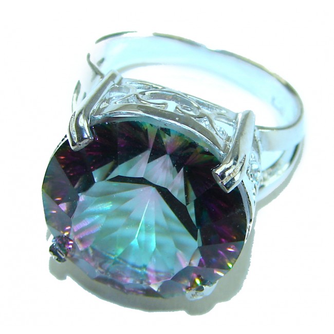 Fancy 10.5 carat Mystic Topaz .925 Sterling Silver handcrafted ring size 7 1/4