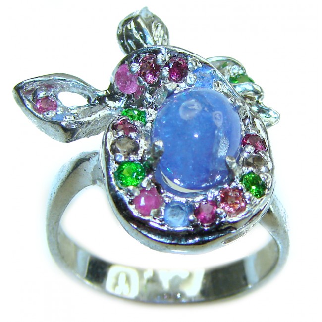 Luxurious 3.8 carat Natural Tanzanite Tourmaline .925 Sterling Silver handmade Ring size 9