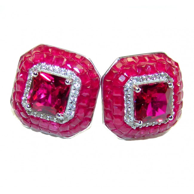 Born to Glam authentic 3.2 carat Ruby .925 Sterling Silver handcrafted earrings