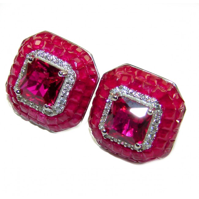 Born to Glam authentic 3.2 carat Ruby .925 Sterling Silver handcrafted earrings