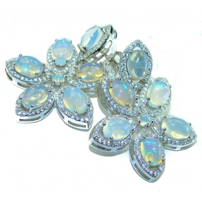 A Million Stars Real Masterpiece 22.5 carat Natural Ethiopian Opal .925 Sterling Silver handcratfed earrings