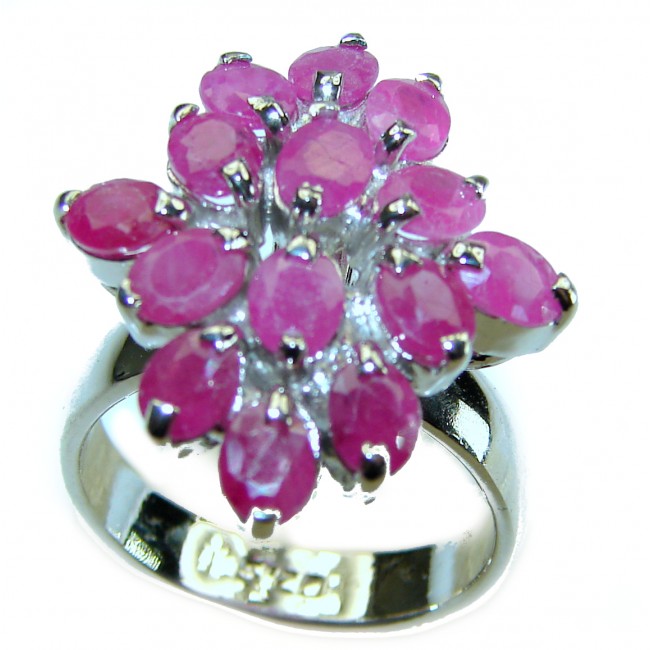 Emily 10.2 carat natural Ruby .925 Sterling Silver handmade Statement Ring size 8