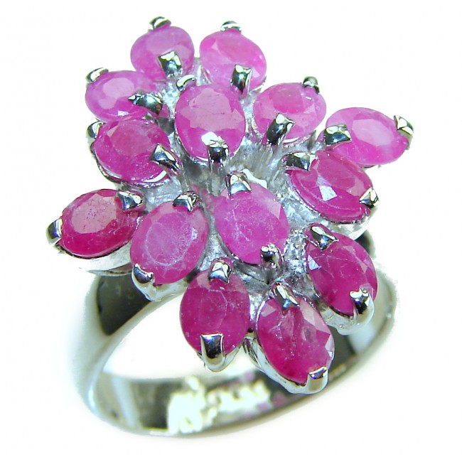 Emily 10.2 carat natural Ruby .925 Sterling Silver handmade Statement Ring size 8