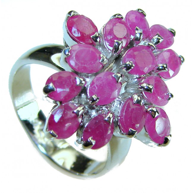 Emily 10.2 carat natural Ruby .925 Sterling Silver handmade Statement Ring size 8