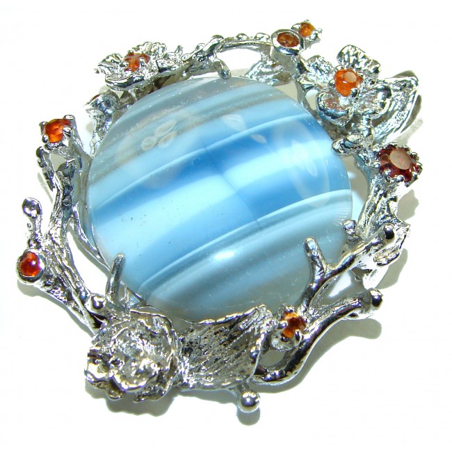 Perfect quality Botswana Lace Agate .925 Sterling Silver handmade Pendant Brooch