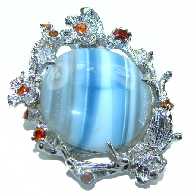 Perfect quality Botswana Lace Agate .925 Sterling Silver handmade Pendant Brooch