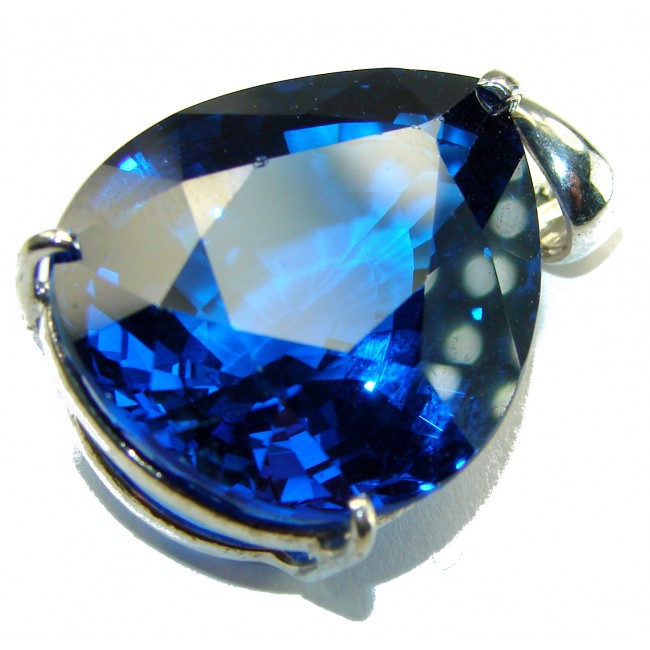 Enchanted Ocean 42.5 carat London Blue Topaz .925 Sterling Silver handmade Pendant