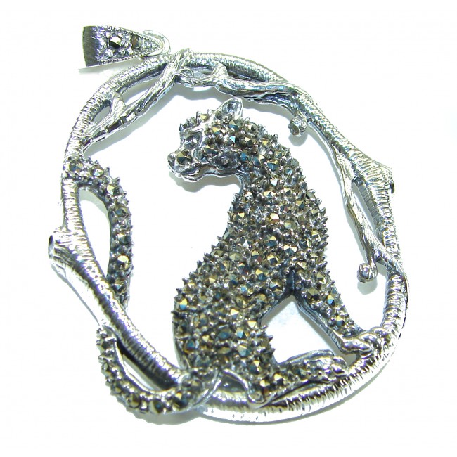 Wild Panther Marcasite .925 Sterling Silver handmade Pendant