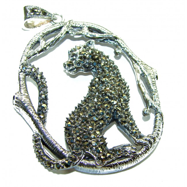 Wild Panther Marcasite .925 Sterling Silver handmade Pendant